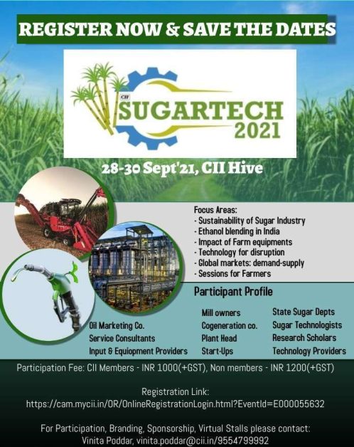 EVENT: SUGARTECH 2021 BY CII ON 28-30th SEPT 2021