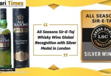 All Seasons Sir-E-Taj Whisky Winas Global Recognition with Silver Medal in London
