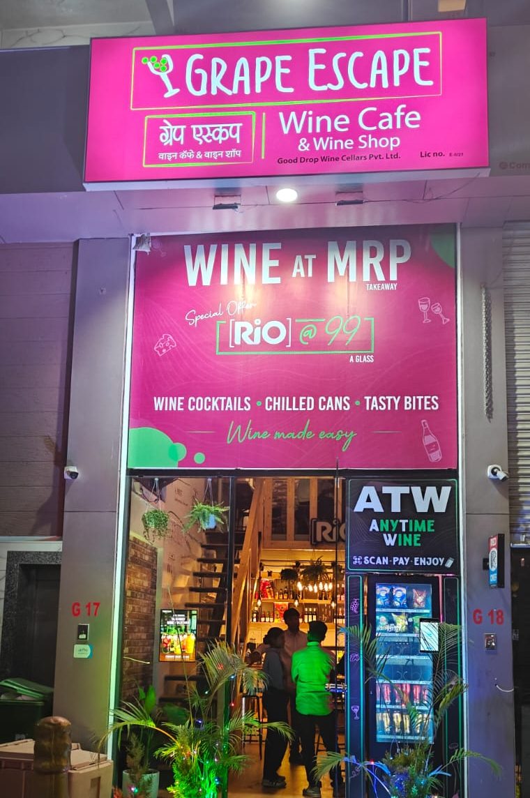 Exterior view of Grape Escape wine café at Ananta Arcade Pathardi Phata Nashik, Good Drop Wine Cellar, Ashwin Rodrigues