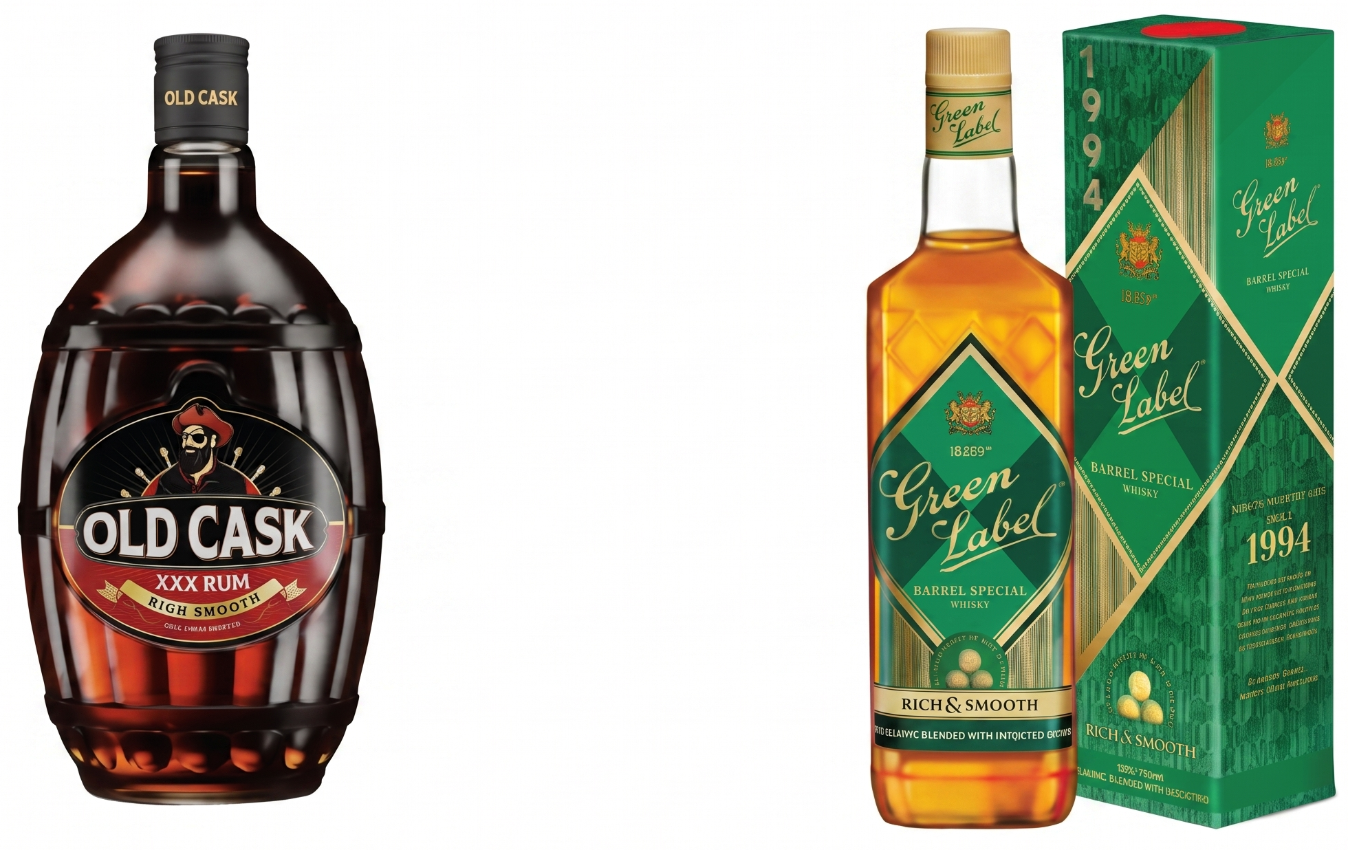 Green Label Barrel Special Whisky and Old Cask Rum
