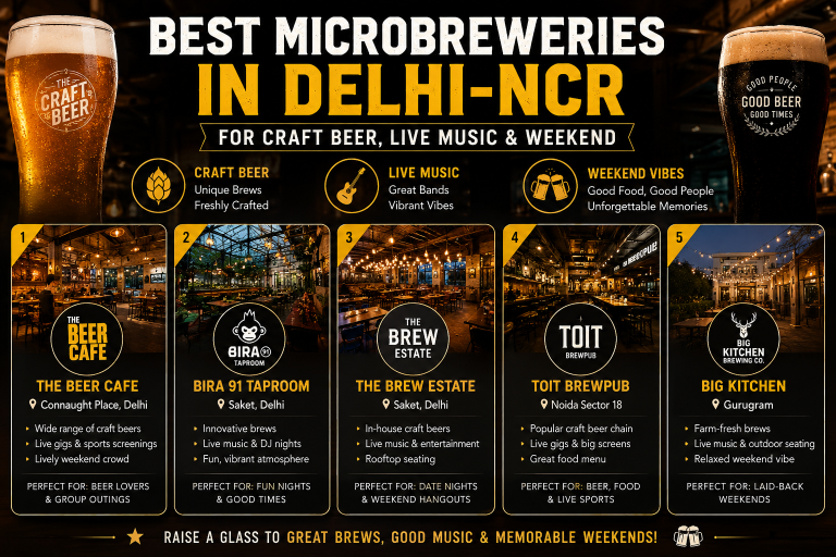 Best Microbreweries In Delhi-NCR For Craft Beer, Live Music  Weekend Hangouts