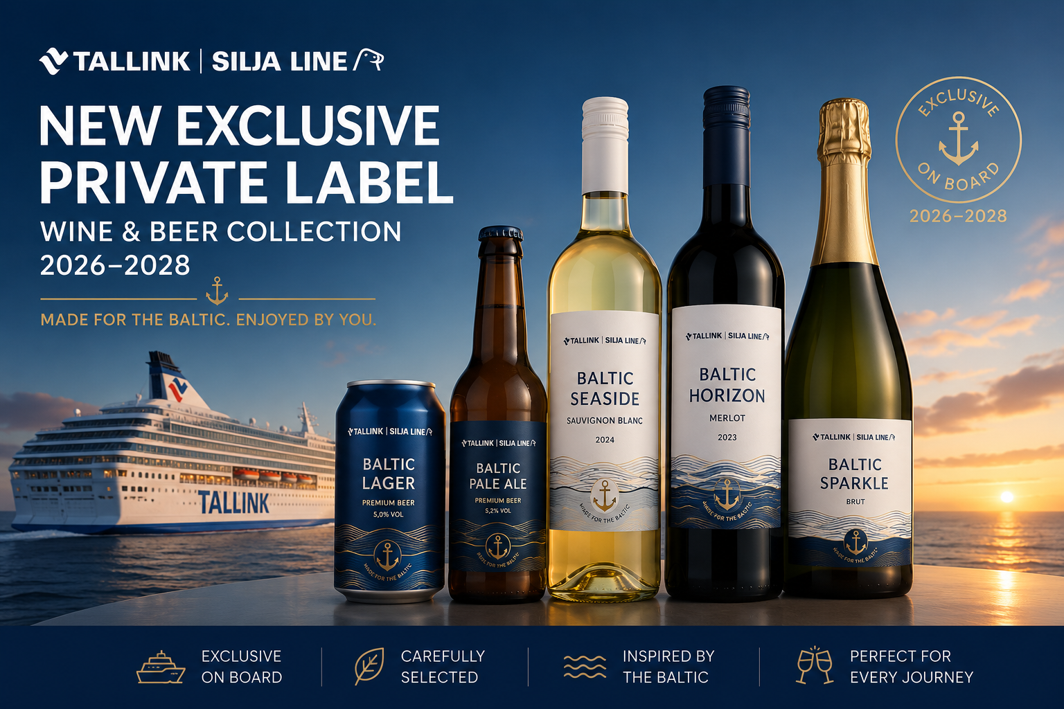 Tallink Silja Line Launches Exclusive Private Label Wine and Beer Collection for 2026–2028