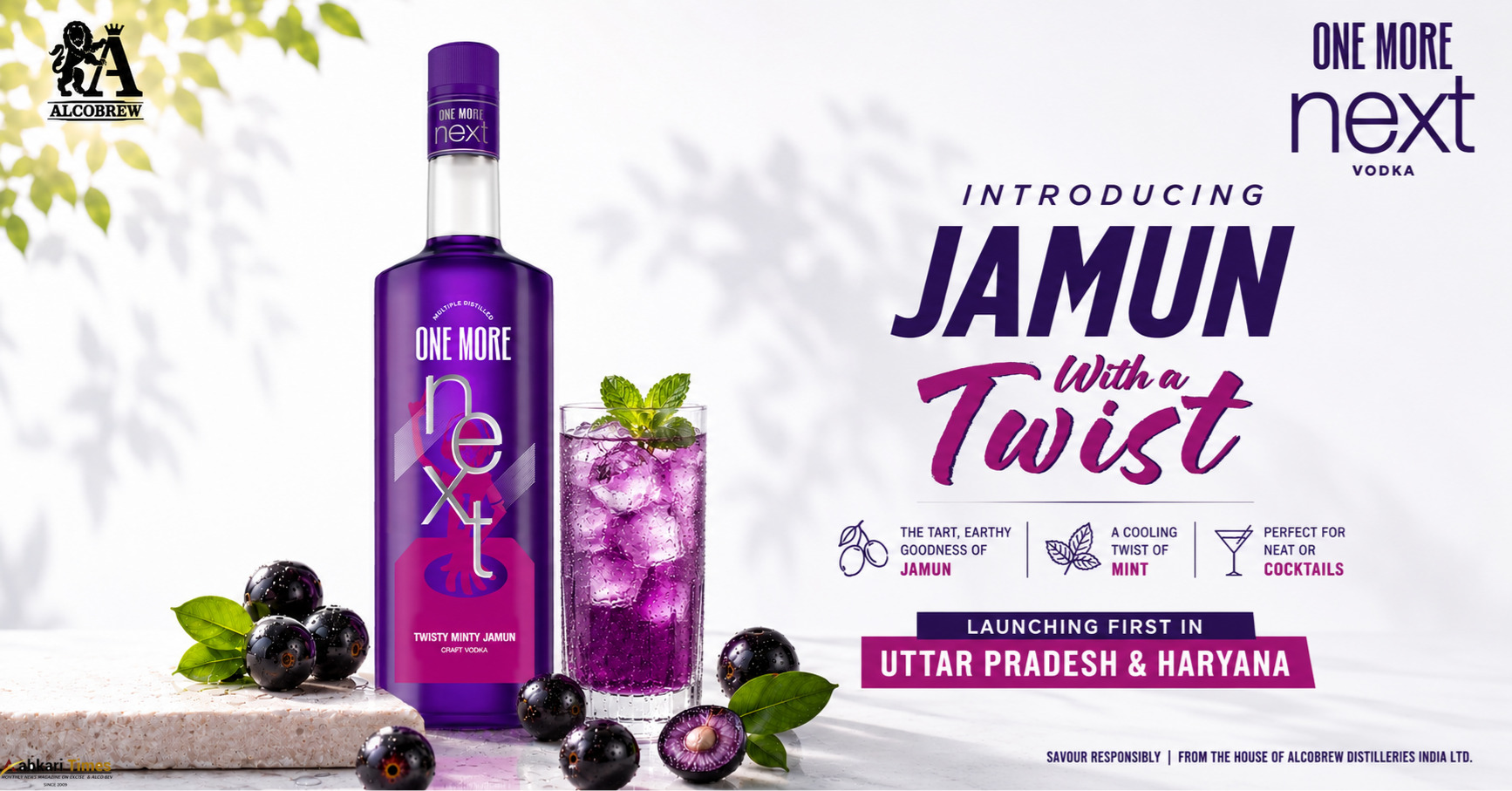 Alcobrew Launches One More Next Twisty Minty Jamun Vodka in Uttar Pradesh and Haryana