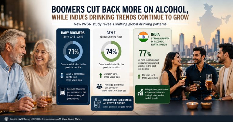 Boomers, Not Gen Z, Are Leading the Shift Toward Moderate Drinking; India Shows a Different Trend